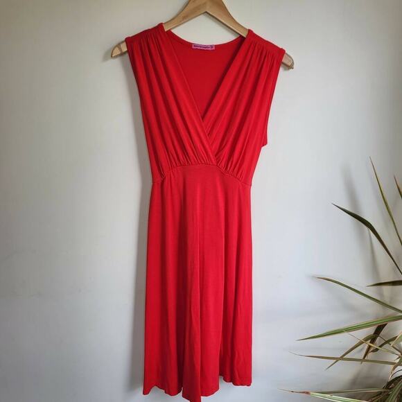 Maternal America Sleeveless Front Tie Dress - Red - Picture 5 of 13